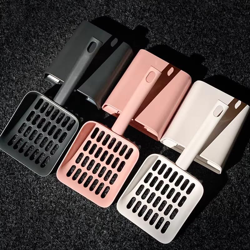 2 in 1 Cat Litter Scoop with Holder Stand Cat Stuff Cat Scooper for Litter Box Cat Accessories Cat Supplies Kitty Pink