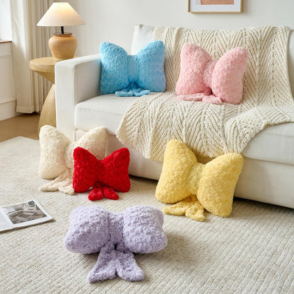 Bow Pillow, Decorative Throw Pillows Soft Plush (Pink, Small-12 Inches)