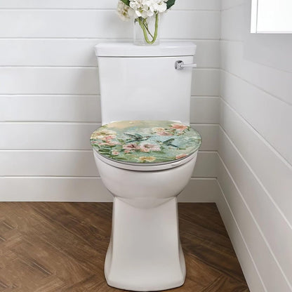 Green Hummingbird Toilet Seat Covers - Pink Flower Sets for Oblong & Round Toilets