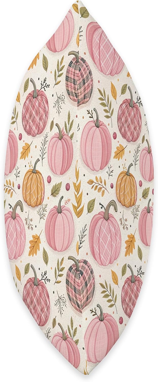 Pink Pumpkins, Fall Leaves, Plaid, Autumn Season Decoration Throw Pillow
