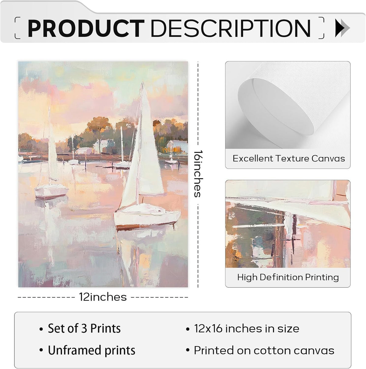 Pink Coastal Wall Art Coquette Beach Canvas Poster Summer Beachy Wall Decor Trendy Pastel Ocean Pictures Preppy Aesthetic Painting Wildflower Prints Sailboat Artwork for Bedroom 12x16 Inch Unframed