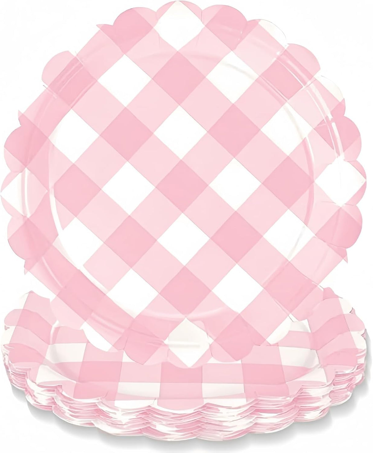 Pink Gingham Tea Party Disposable Tableware Set - 176-Piece Includes 9" & 7" Paper Plates, Cups, Napkins, Cutlery, Plus 1 Hanging Pennant Banner for Birthday, Baby Shower, Garden Party Decor