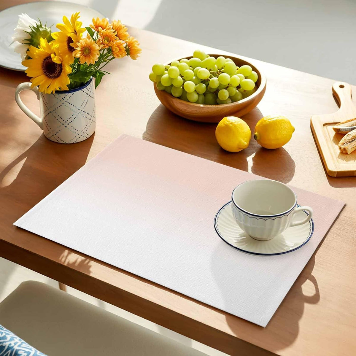 Dreamy Peach Placemats Set of 2 Pink and White Gradient Place Mats Washable Table Mats for Party Kitchen Dining Decoration, 13 X 19 Inch
