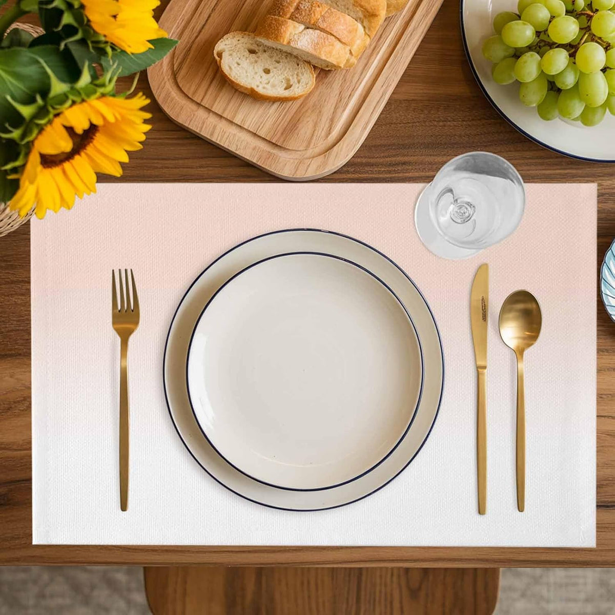 Dreamy Peach Placemats Set of 2 Pink and White Gradient Place Mats Washable Table Mats for Party Kitchen Dining Decoration, 13 X 19 Inch