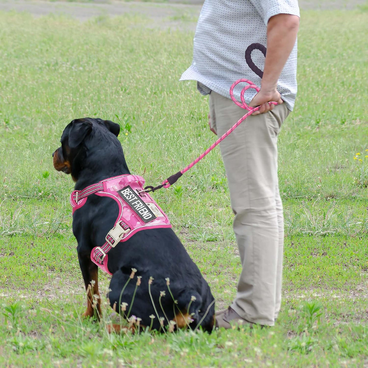 Beebiepet Heavy Duty Tactical Dog Harness for Small Dogs, No Pull Adjustable Pet Harness Reflective Service Training Easy Control Pet Vest Military K9 Working Dog Harnesses- Large, Pink Camo