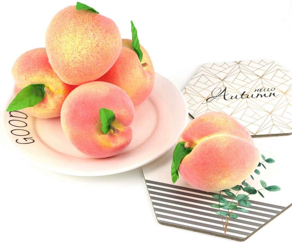 12Pcs Fake Peach Artificial Fruits Model Lifelike Peaches Home House Kitchen Party Decoration Desk Ornament