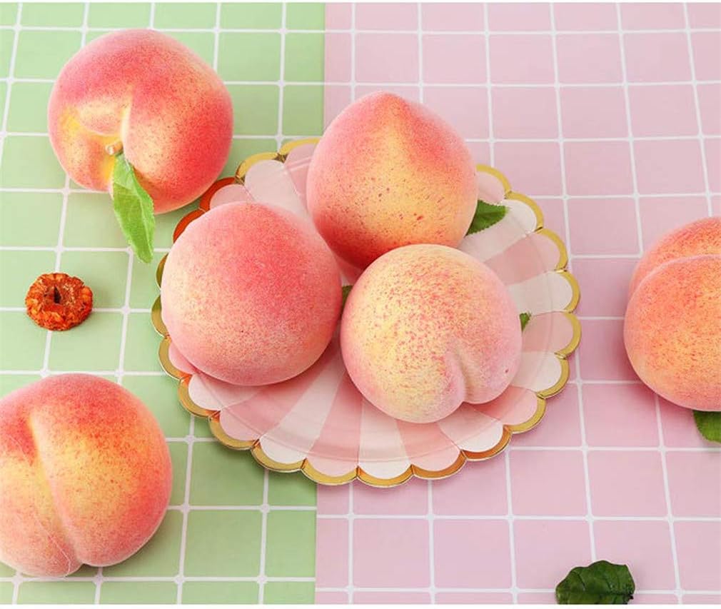 12Pcs Fake Peach Artificial Fruits Model Lifelike Peaches Home House Kitchen Party Decoration Desk Ornament