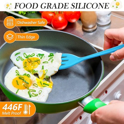 5 Pack Small Silicone Slotted Spatula Turner for Cooking Baking