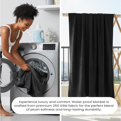 Waterproof Blanket King Size 80x90 - Triple Layer TPU Protection for Bed, Couch, Sofa - Soft Fleece Absorbent Throw for Adults, Kids, Pets, Incontinence - Machine Washable Reusable Mattress Protector