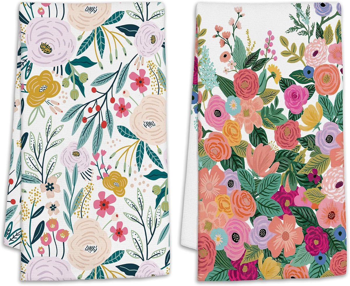 Pink Flower Floral Blossom Hand Towels Set of 2 Decorative Hand Bath Towel for Bathroom Kitchen Accessories Hotel Spa Valentines Mothers Day Wedding Gifts 18 X 24 Inches