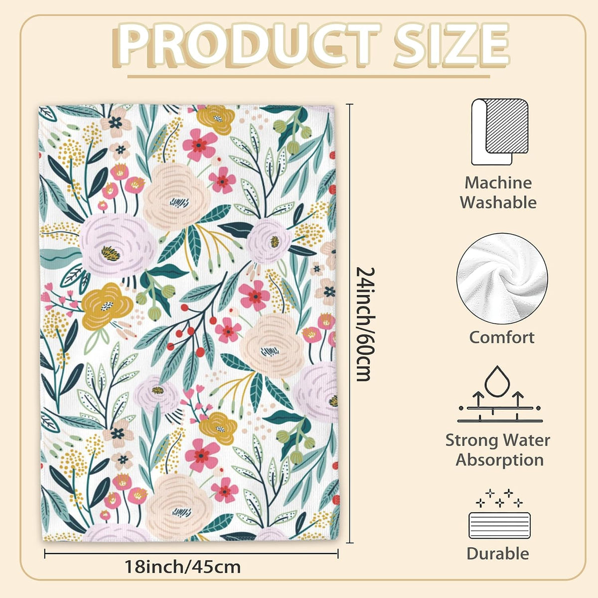 Pink Flower Floral Blossom Hand Towels Set of 2 Decorative Hand Bath Towel for Bathroom Kitchen Accessories Hotel Spa Valentines Mothers Day Wedding Gifts 18 X 24 Inches