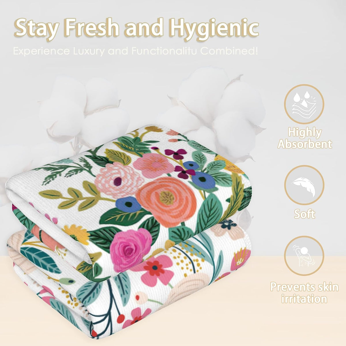 Pink Flower Floral Blossom Hand Towels Set of 2 Decorative Hand Bath Towel for Bathroom Kitchen Accessories Hotel Spa Valentines Mothers Day Wedding Gifts 18 X 24 Inches