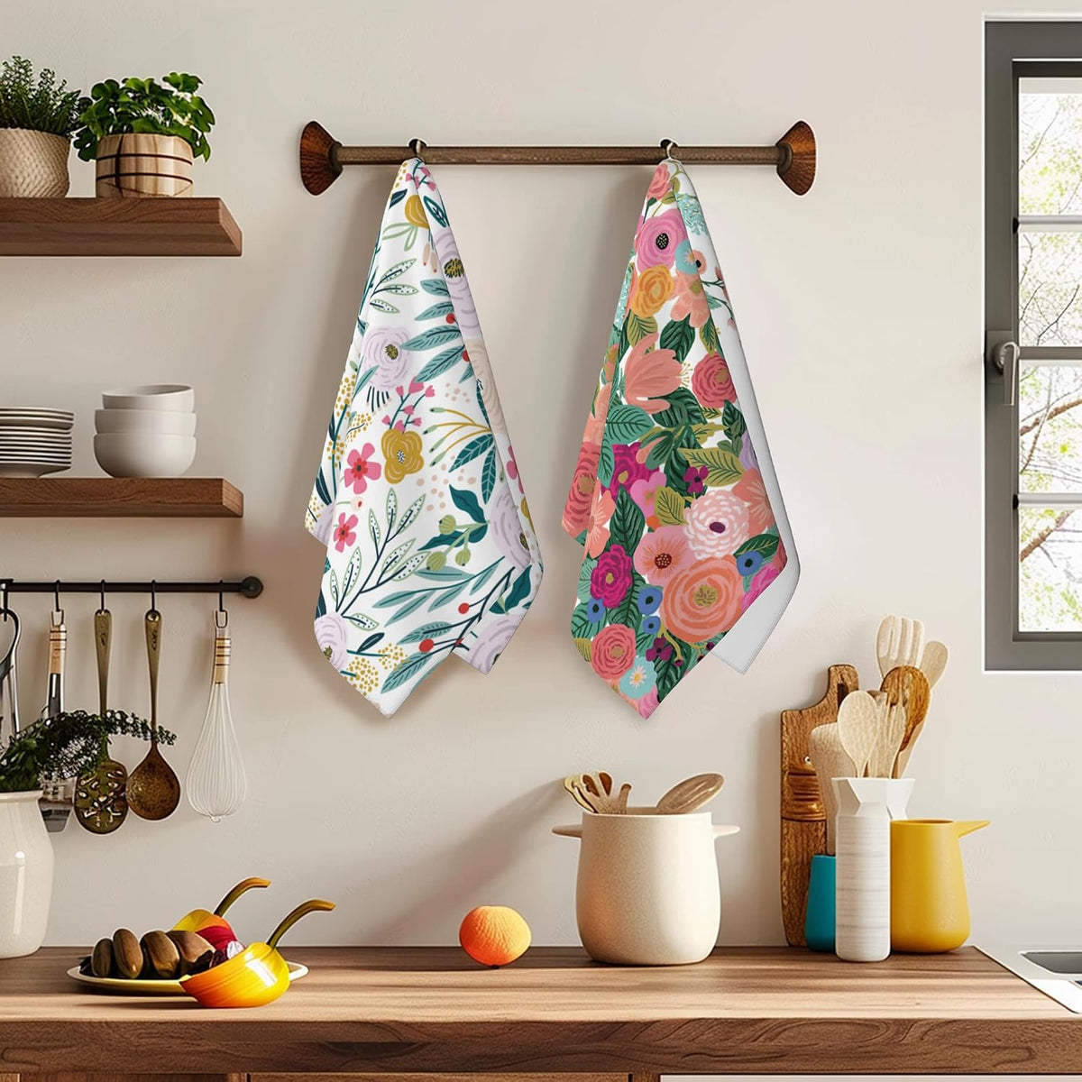 Pink Flower Floral Blossom Hand Towels Set of 2 Decorative Hand Bath Towel for Bathroom Kitchen Accessories Hotel Spa Valentines Mothers Day Wedding Gifts 18 X 24 Inches