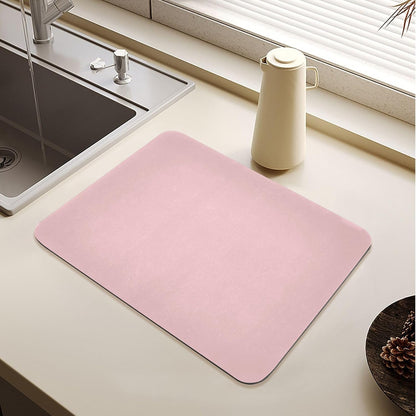 Light Pink Dish Drying Mat for Kitchen Counter Absorbent Coffee Mat for Countertops Heat Resistant Dish Drying Pad for Dishes Rack Sinks Utensils Pots, 19.7"x15.7"