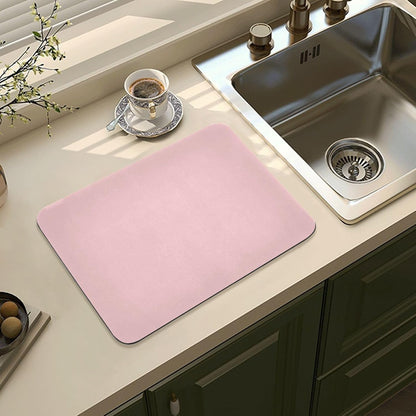 Light Pink Dish Drying Mat for Kitchen Counter Absorbent Coffee Mat for Countertops Heat Resistant Dish Drying Pad for Dishes Rack Sinks Utensils Pots, 19.7"x15.7"