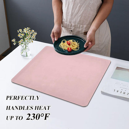 Light Pink Dish Drying Mat for Kitchen Counter Absorbent Coffee Mat for Countertops Heat Resistant Dish Drying Pad for Dishes Rack Sinks Utensils Pots, 19.7"x15.7"