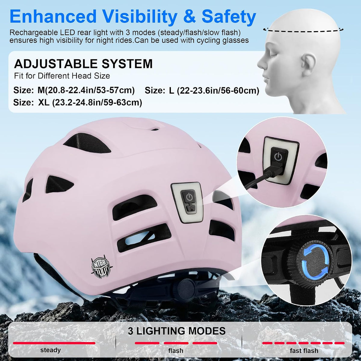 Adult Bike/Scooter Helmet Rear Light CPSC/ASTM Cert
