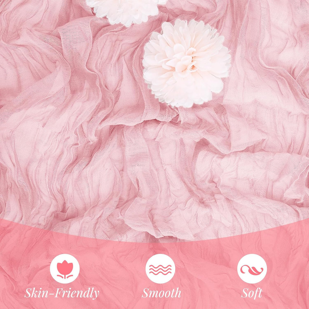 6 Pack Pink Cheesecloth Table Runner 10Ft Gauze Table Runner Boho Semi Sheer Cheese Cloth Fabric Runners for Wedding Birthday Baby Shower Party Table Decoration（Pink）