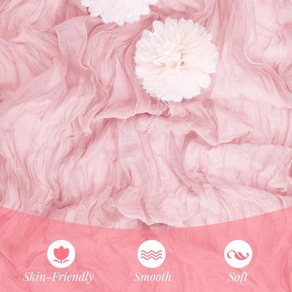 6 Pack Pink Cheesecloth Table Runner 10Ft Gauze Table Runner Boho Semi Sheer Cheese Cloth Fabric Runners for Wedding Birthday Baby Shower Party Table Decoration（Pink）