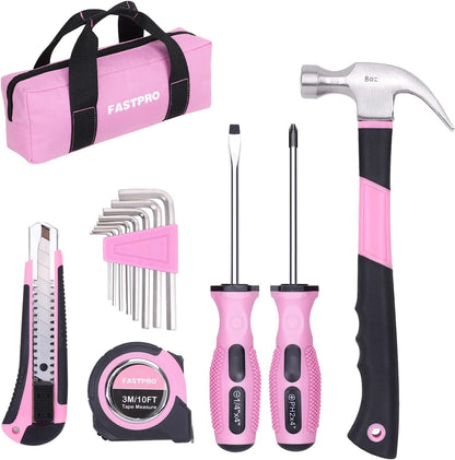 14-Piece Pink Tool Kit, Hand Tool Set for women, Household Tools for Home Maintenance & Repairing，DIY Tools with Small Tool Bag