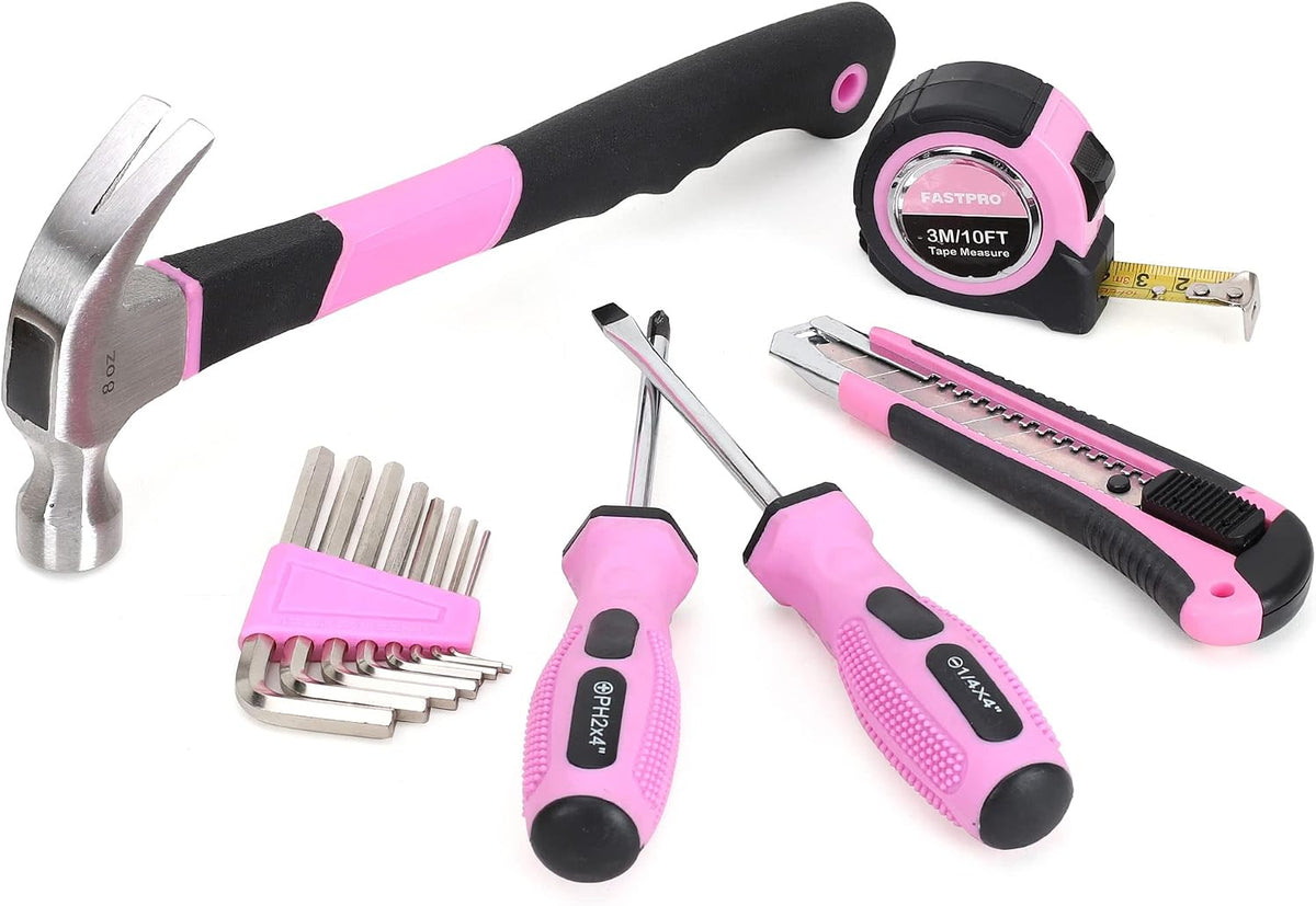14-Piece Pink Tool Kit, Hand Tool Set for women, Household Tools for Home Maintenance & Repairing，DIY Tools with Small Tool Bag