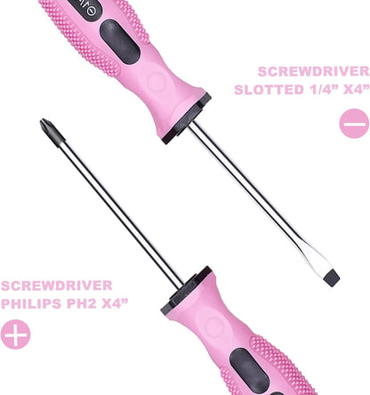 14-Piece Pink Tool Kit, Hand Tool Set for women, Household Tools for Home Maintenance & Repairing，DIY Tools with Small Tool Bag