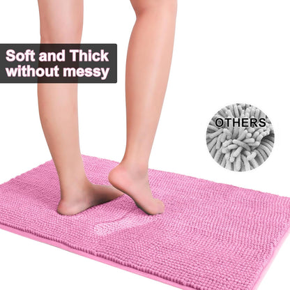 Bathroom Rugs Sets 3 Piece, Chenille Bath Mat Set, Pink