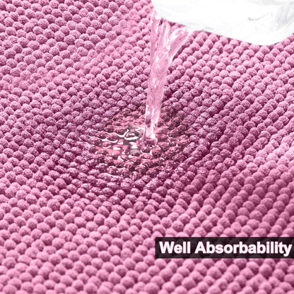 Bathroom Rugs Sets 3 Piece, Chenille Bath Mat Set, Pink