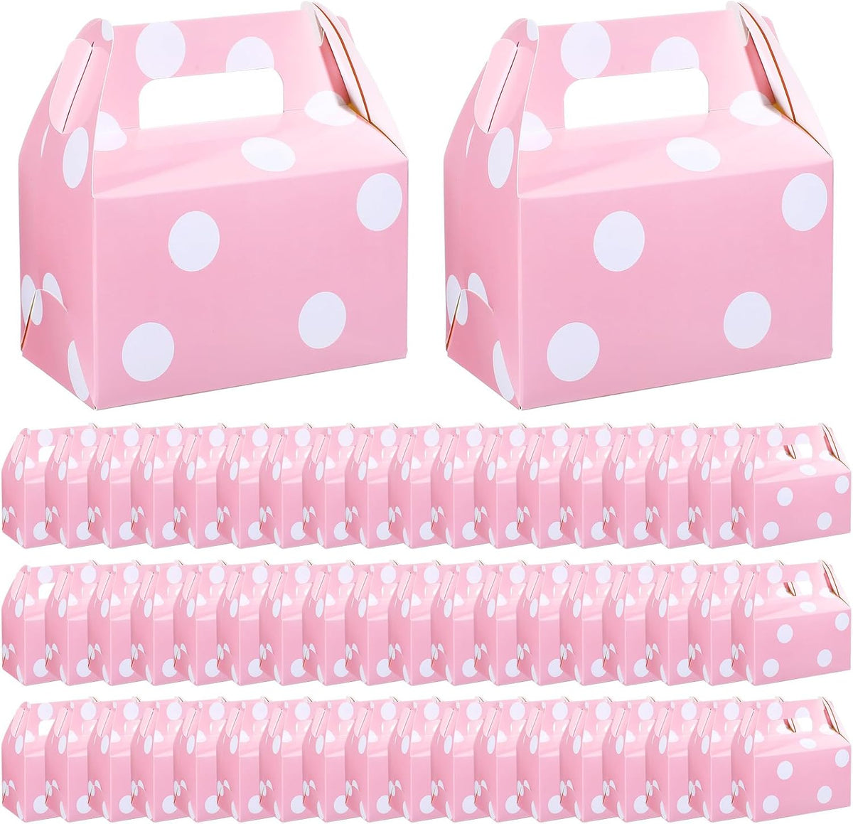 50 Pcs Large Pink Polka Dot Candy Boxes for Party