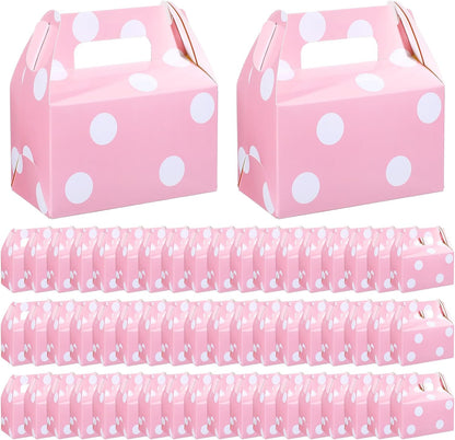 50 Pcs Large Pink Polka Dot Candy Boxes for Party