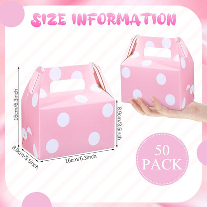 50 Pcs Large Pink Polka Dot Candy Boxes for Party