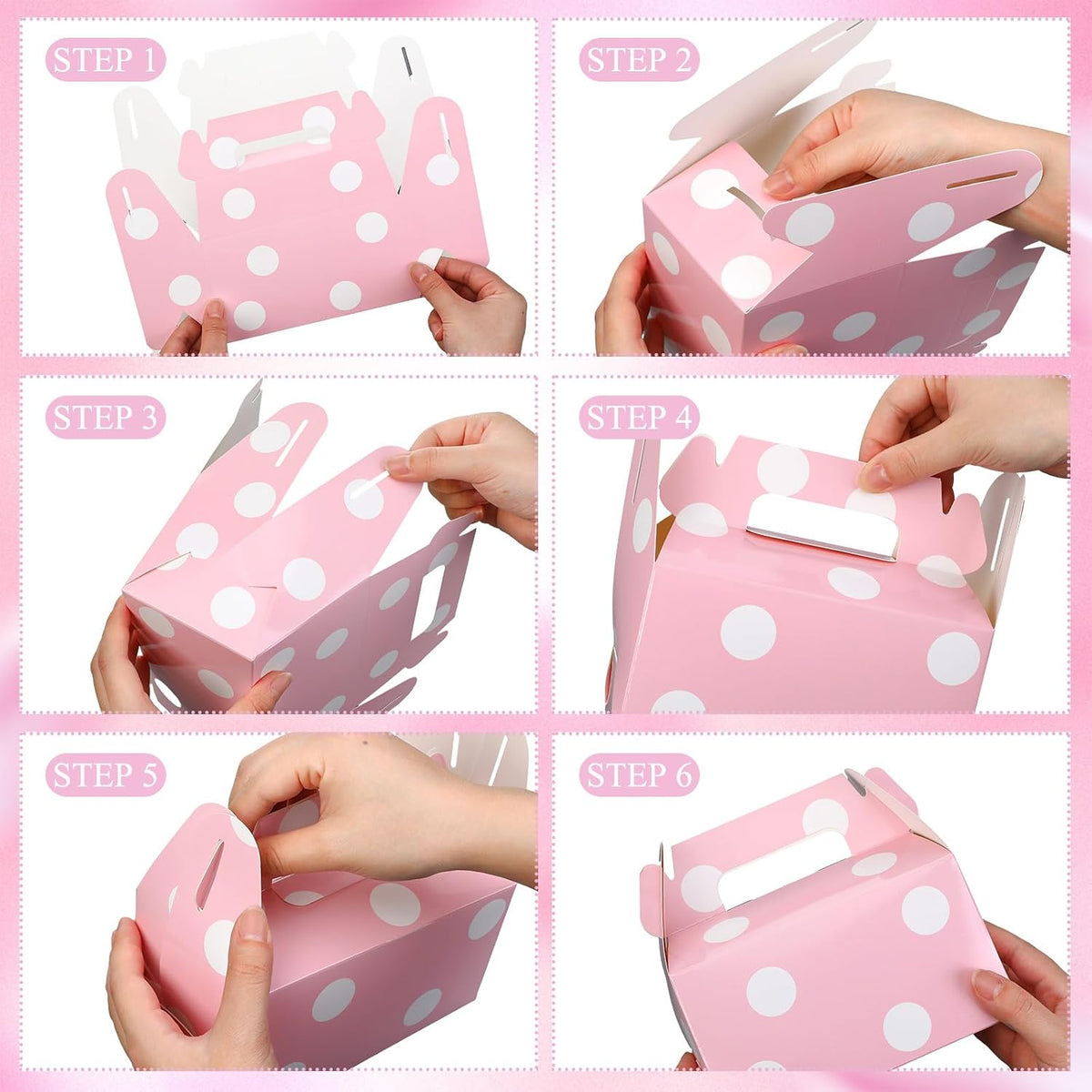 50 Pcs Large Pink Polka Dot Candy Boxes for Party