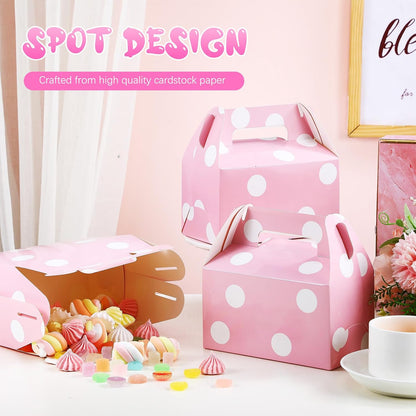 50 Pcs Large Pink Polka Dot Candy Boxes for Party