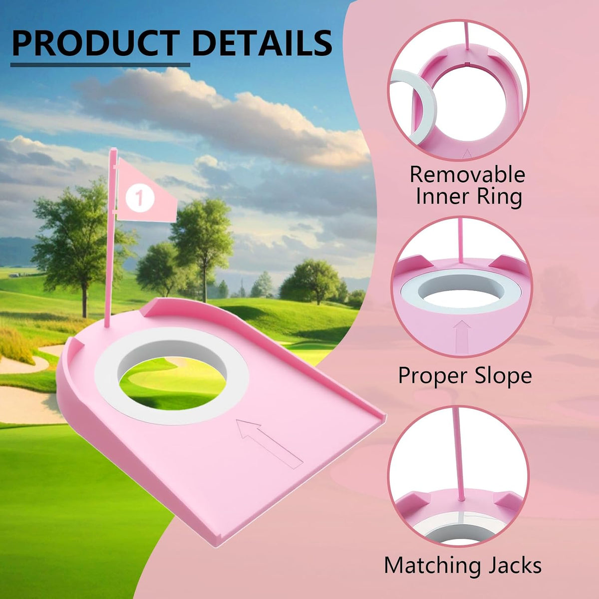 9 Pack Golf Putting Cups with Flags, Plastic Golf Training Aids with Golf Ball Retriever, Putting Training Hole Set for Indoor Outdoor