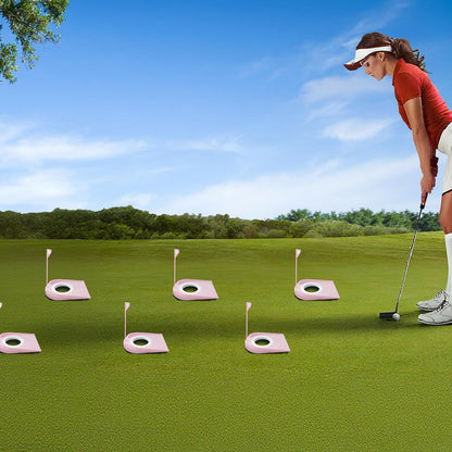 9 Pack Golf Putting Cups with Flags, Plastic Golf Training Aids with Golf Ball Retriever, Putting Training Hole Set for Indoor Outdoor