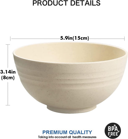 26 OZ Wheat Straw Cereal Bowls with Dust-Proof Lid, Reusable Bowls for Kitchen, Set of 4, Microwave and Dishwasher Safe for Soup, Oatmeal, Ramen, Camping, Kids, College Dorm Room, Blush