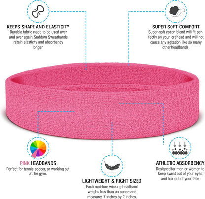 Workout Headband for Men and Women, Moisture-Wicking Athletic Sweatband, Lightweight Cotton Terry Cloth Bands for Basketball, Tennis, Football, Gym, Running, Cosplay & Costumes