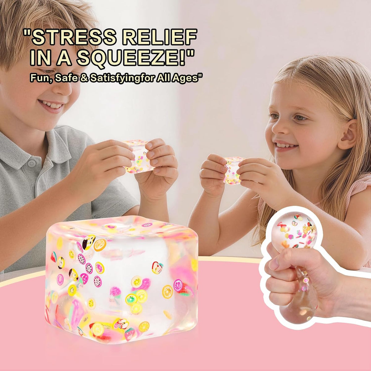 Fruit Slice Squeeze Cube, 5.5cm (2.17in), Ages 3+ (Multiple Colors)