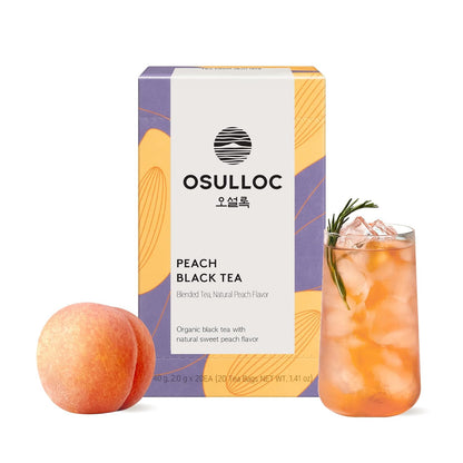Peach Black Tea (Peach Flavor), Iced tea bags, Fruit tea Blend, Premium Teabags from Jeju Island, 20 count