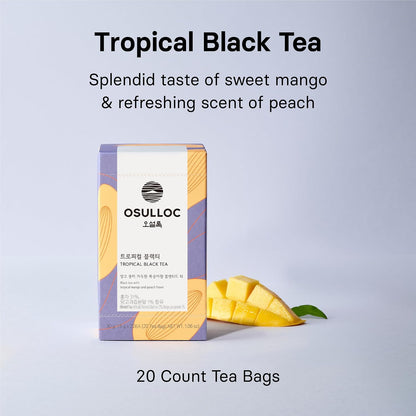 Peach Black Tea (Peach Flavor), Iced tea bags, Fruit tea Blend, Premium Teabags from Jeju Island, 20 count