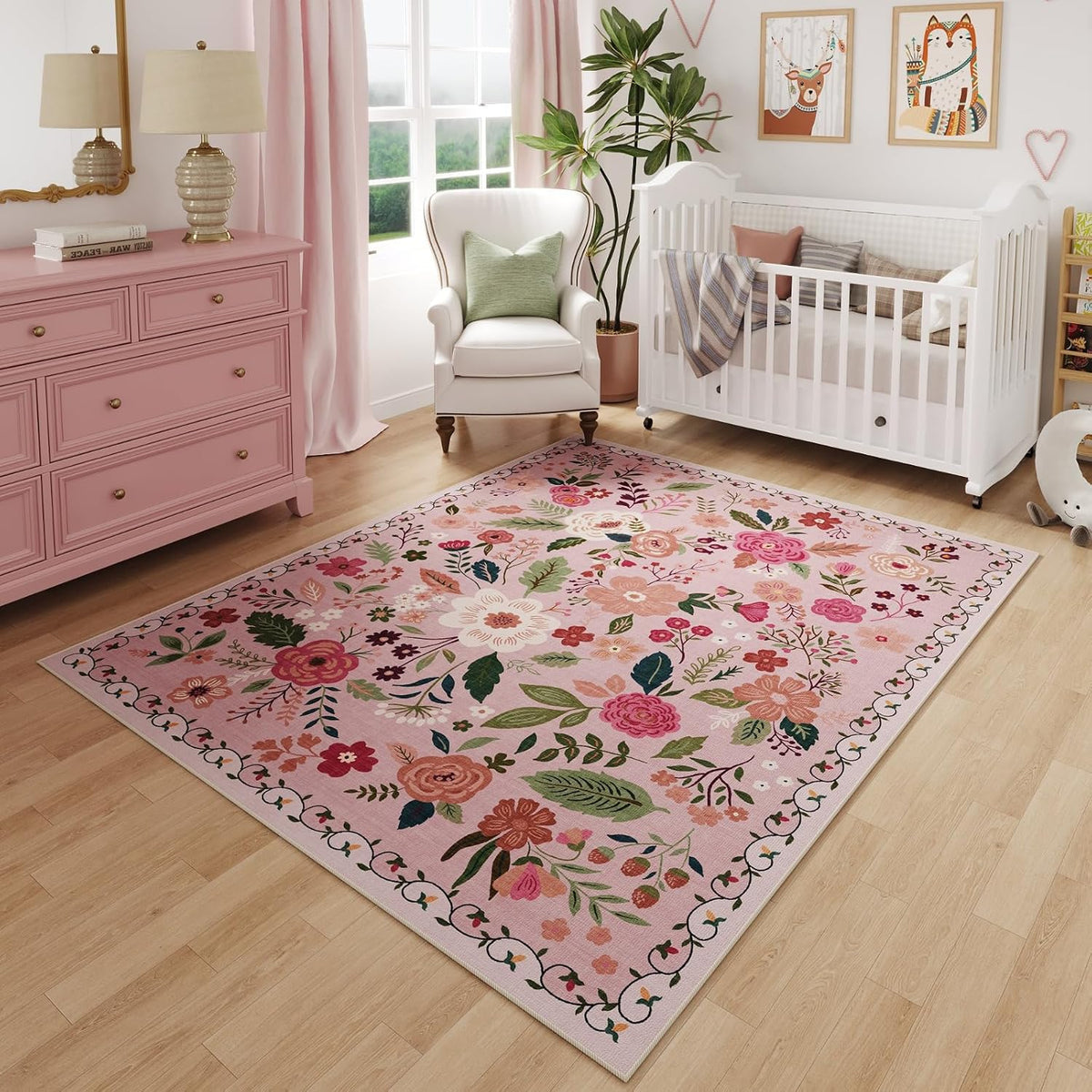 Area Rug 3x5 Washable, Pink