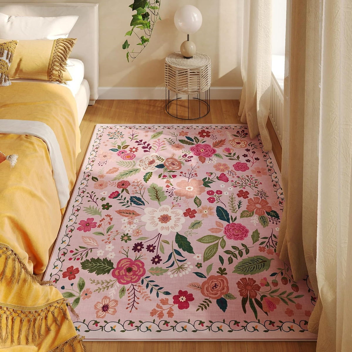 Area Rug 3x5 Washable, Pink