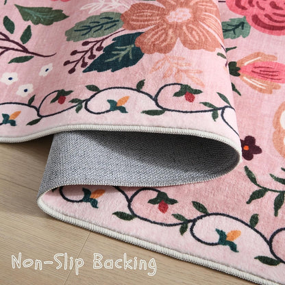 Area Rug 3x5 Washable, Pink