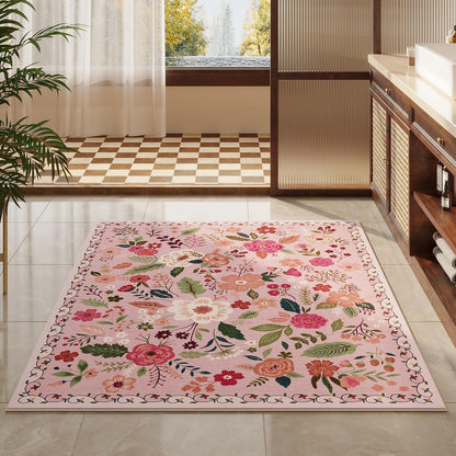 Area Rug 3x5 Washable, Pink
