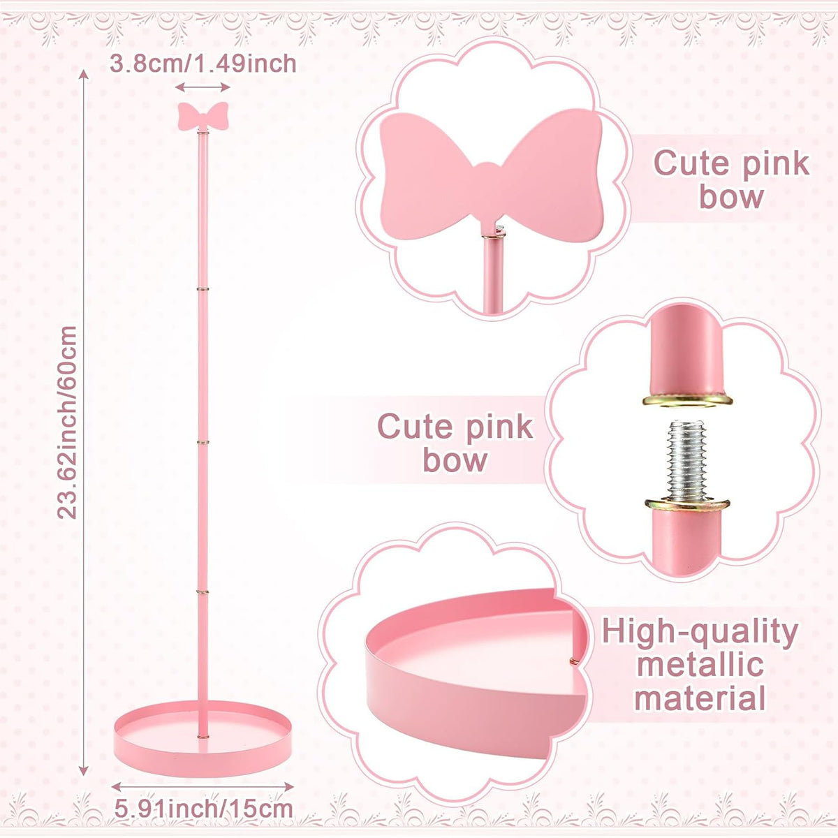 Pink Bow Toilet Paper Holder Freestanding Bathroom Decoration