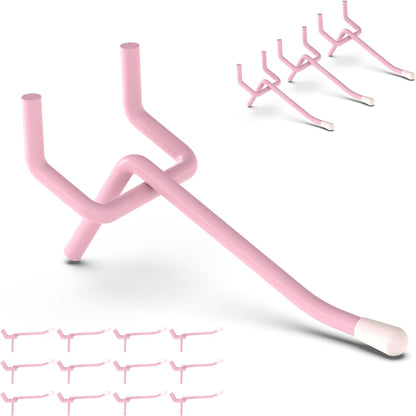 50 Pack 2 Inch Pink Pegboard Hooks with Rubber Tips