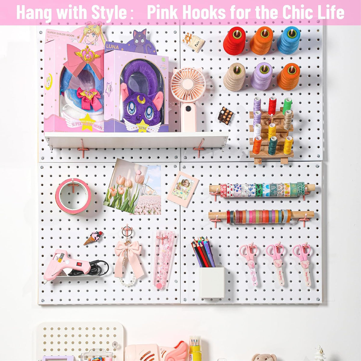 50 Pack 2 Inch Pink Pegboard Hooks with Rubber Tips