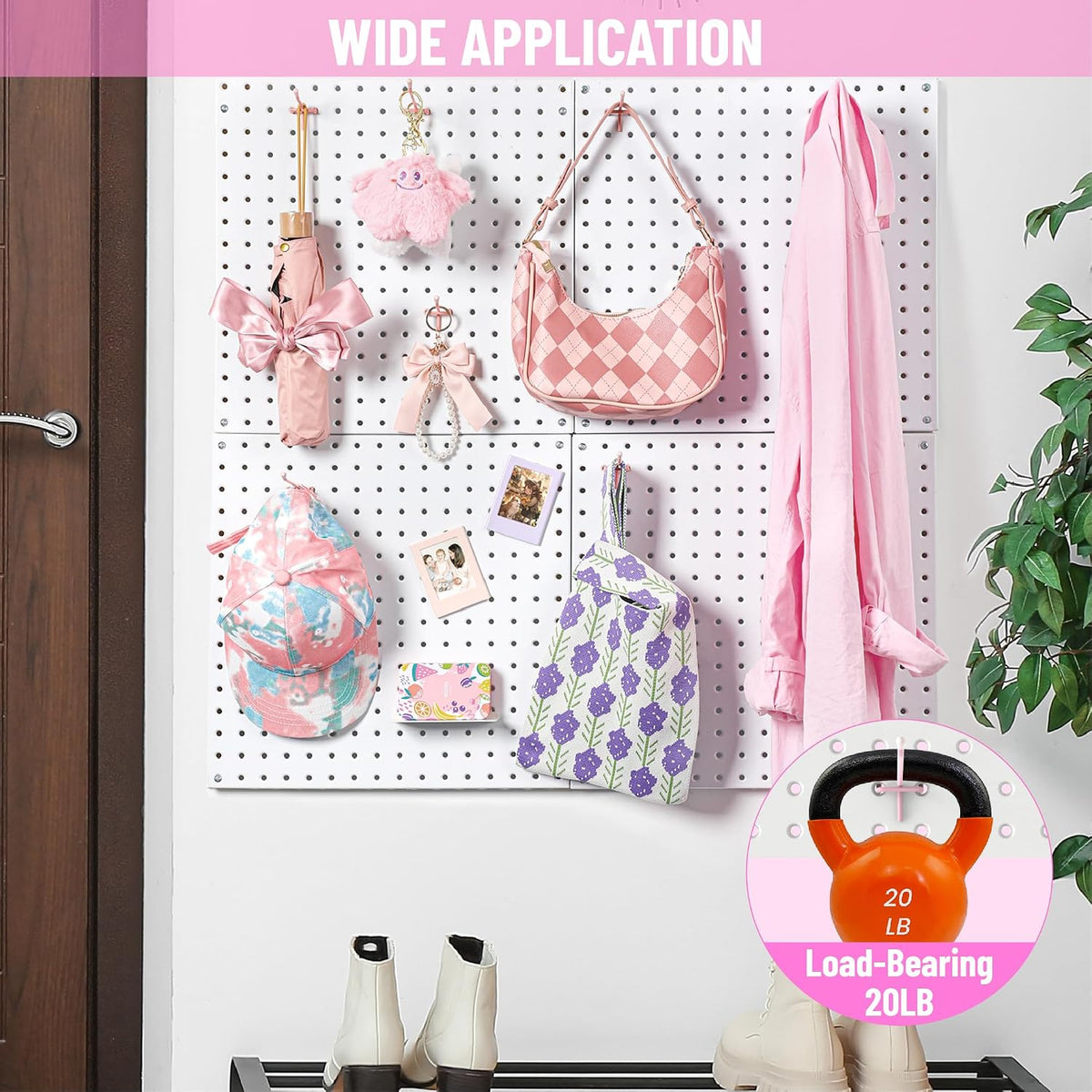 50 Pack 2 Inch Pink Pegboard Hooks with Rubber Tips
