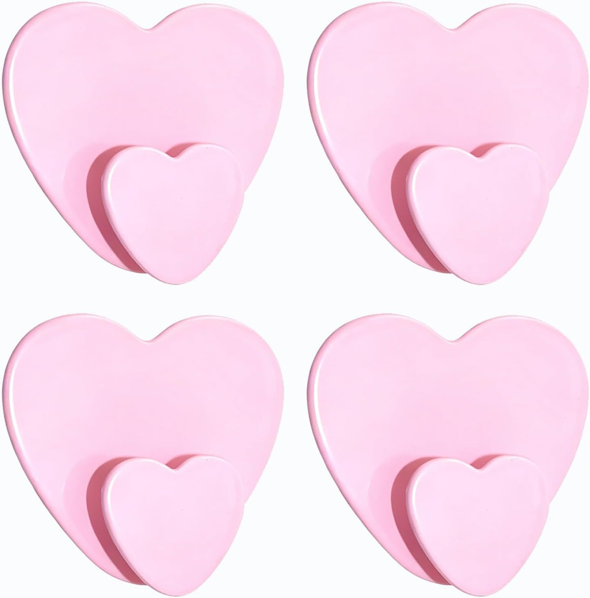 Cute Wall Hooks Self Adhesive Towel Hooks 4 Pack Pink Heart Shaped Wall Hooks, No Drill Stick on Hooks for Bathroom