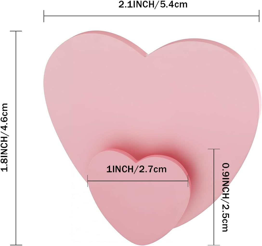 Cute Wall Hooks Self Adhesive Towel Hooks 4 Pack Pink Heart Shaped Wall Hooks, No Drill Stick on Hooks for Bathroom